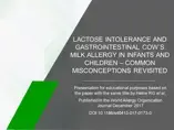 Lactose intolerance and gastrointestinal cows milk allergy in infants and children common misconceptions revistited
