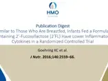 Infants fed a Formula containing 2’-fucosyllactose (2’FL) have lower inflammatory Cytokines