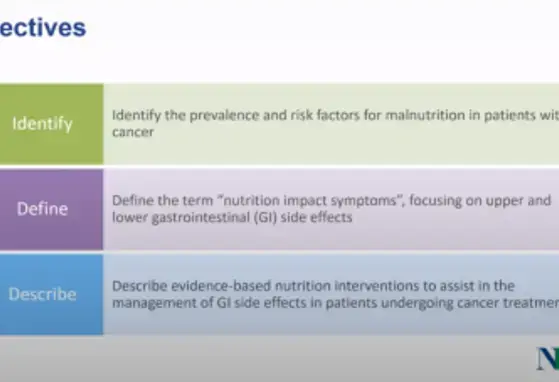 Cancer, Malnutrition, and Management of Gastrointestinal Side Effects During Treatment (videos) Cancer, Malnutrition, and Management of Gastrointestinal Side Effects During Treatment (videos)