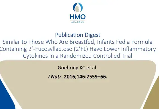 Infants fed a Formula containing 2’-fucosyllactose (2’FL) have lower inflammatory Cytokines