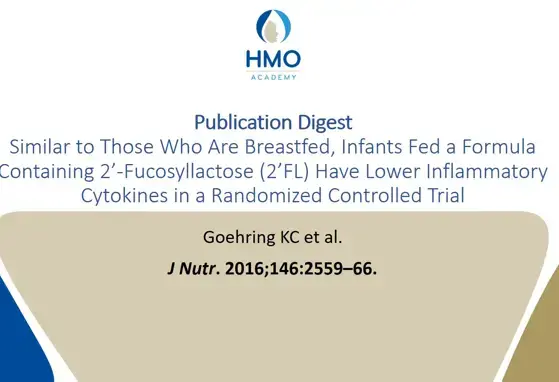 Infants fed a Formula containing 2’-fucosyllactose (2’FL) have lower inflammatory Cytokines Infants fed a Formula containing 2’-fucosyllactose (2’FL) have lower inflammatory Cytokines