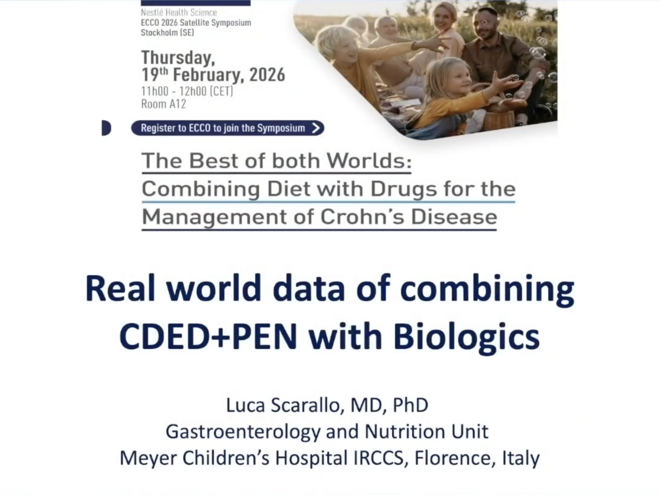 ECCO 2026 - Real world data on combining CDED + PEN with biologics, by Luca Scarallo, Italy