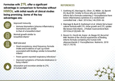 What are the benefits of the HMO and 2FL when added to infant formulae? (infographics)