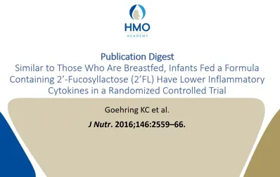 Infants fed a Formula containing 2’-fucosyllactose (2’FL) have lower inflammatory Cytokines