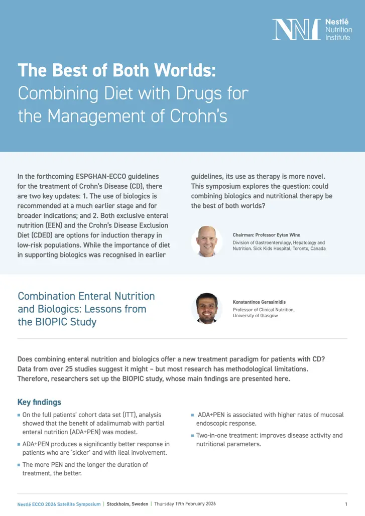 Symposium Proceeding - The Best of Both Worlds - Combining Diet with Drugs for the Management of Crohn’s